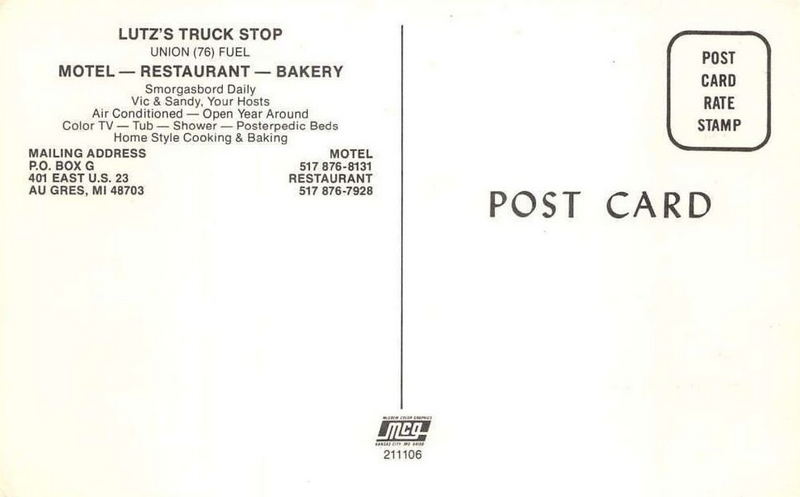 Lutzs Truck Stop and Motel (Brissettes Restaurant) - Vintage Postcard (newer photo)